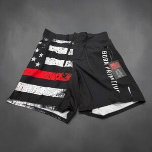 Born Primitive Training Shorts Mens 33/34 Black Flag Thin Red Line Athletic